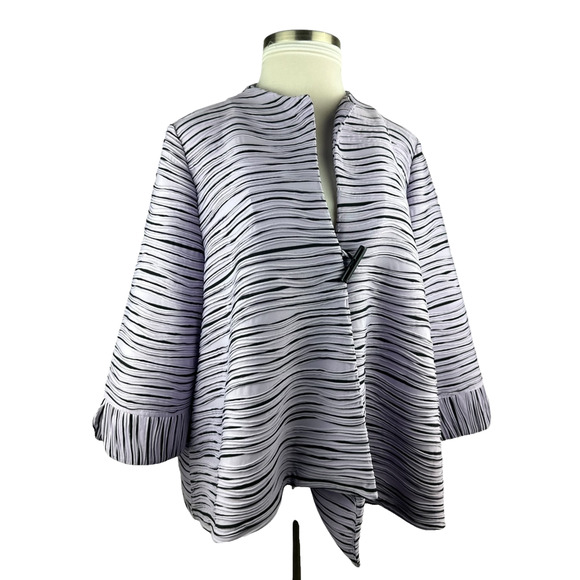 IC by Connie K Toggle Button Artsy Asymmetrical Textured Jacket Plus Size 3X - Picture 2 of 16